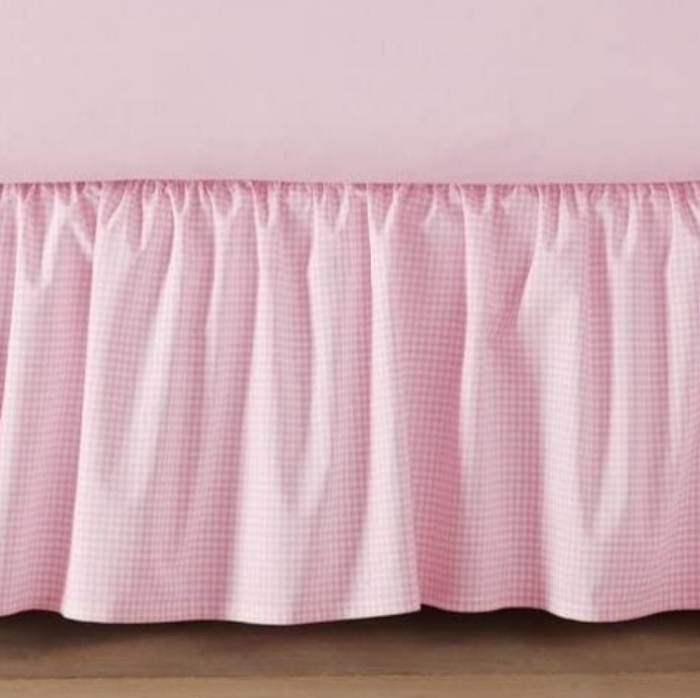Pottery Barn Kids Pink Gingham Check Crib Bedskirt